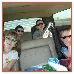 Kids in the back seat on a road trip